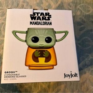 Disney Star Wars the Mandalorian Grogu Baby Yoda Stackable Drinking Glasses NIB